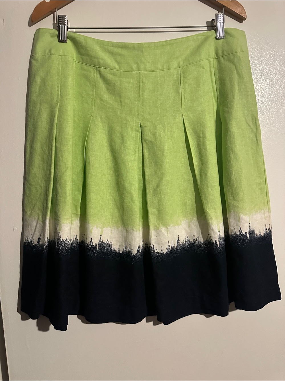 Sag Harbor Lime Green Ombre A-Line Skirt with Navy and White Bands